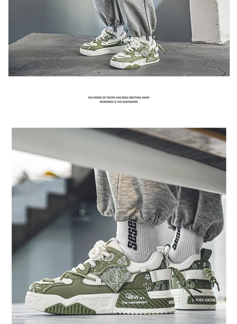 Sapatilhas masculinas vulcanize, sapatos casuais, luxo, sapatos confortáveis para caminhar, sapatos de skate versáteis, tendência de estilista
