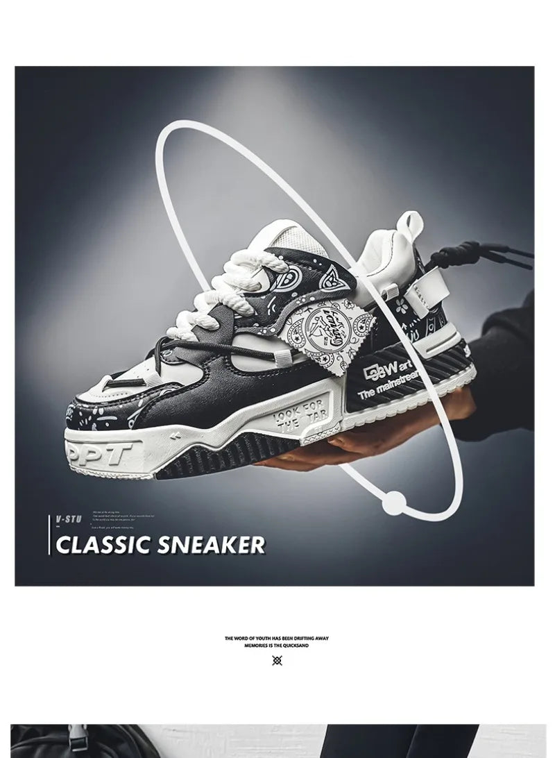Sapatilhas masculinas vulcanize, sapatos casuais, luxo, sapatos confortáveis para caminhar, sapatos de skate versáteis, tendência de estilista
